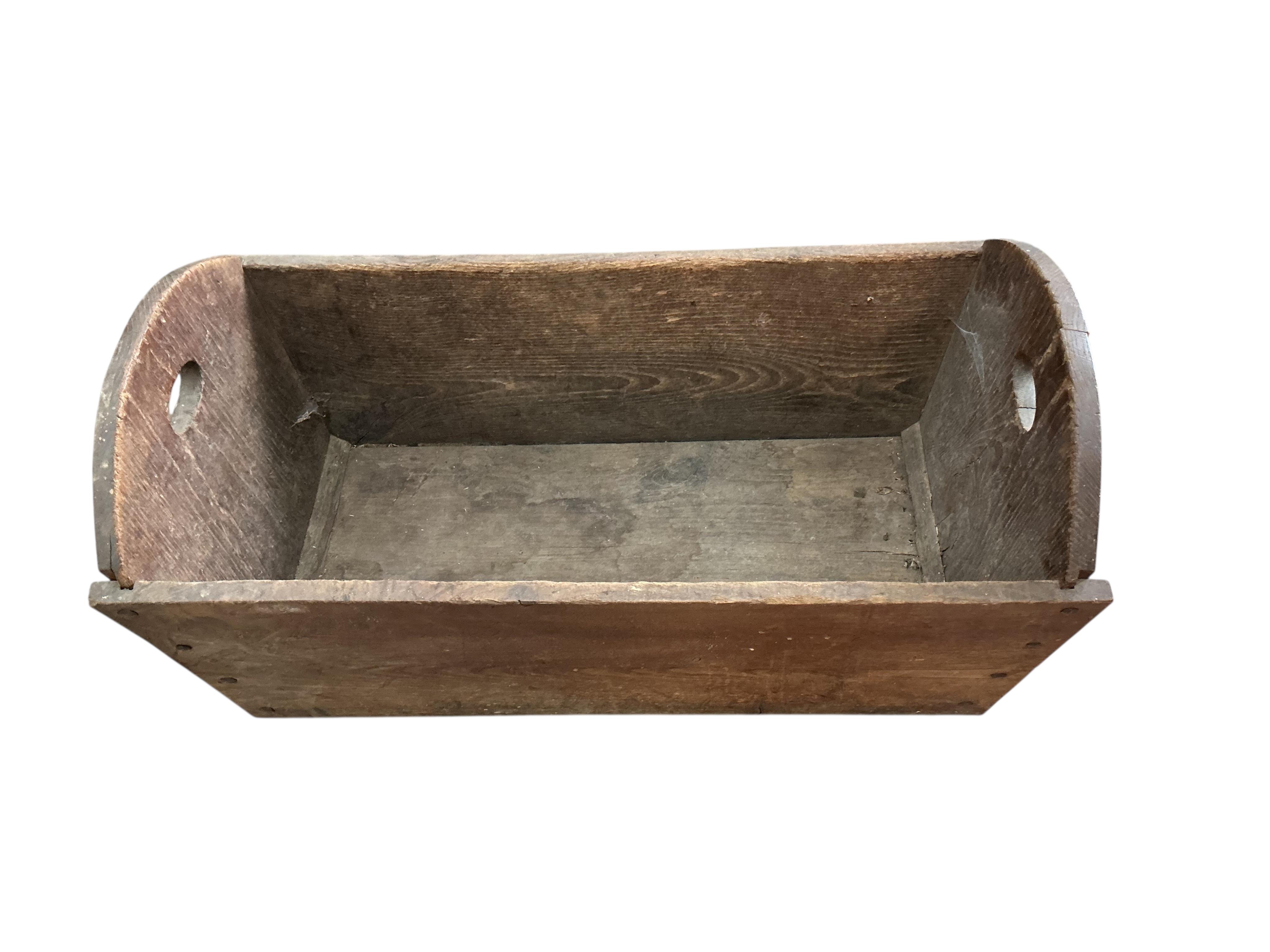 An oak log bin, width 95cm, depth 47cm, height 47cm